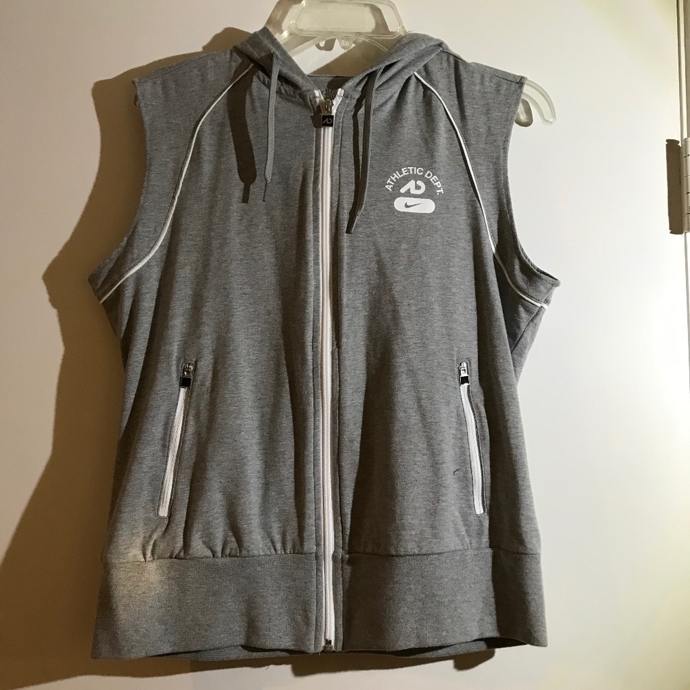 Nike Gray and White Sweatshirt with Hood
